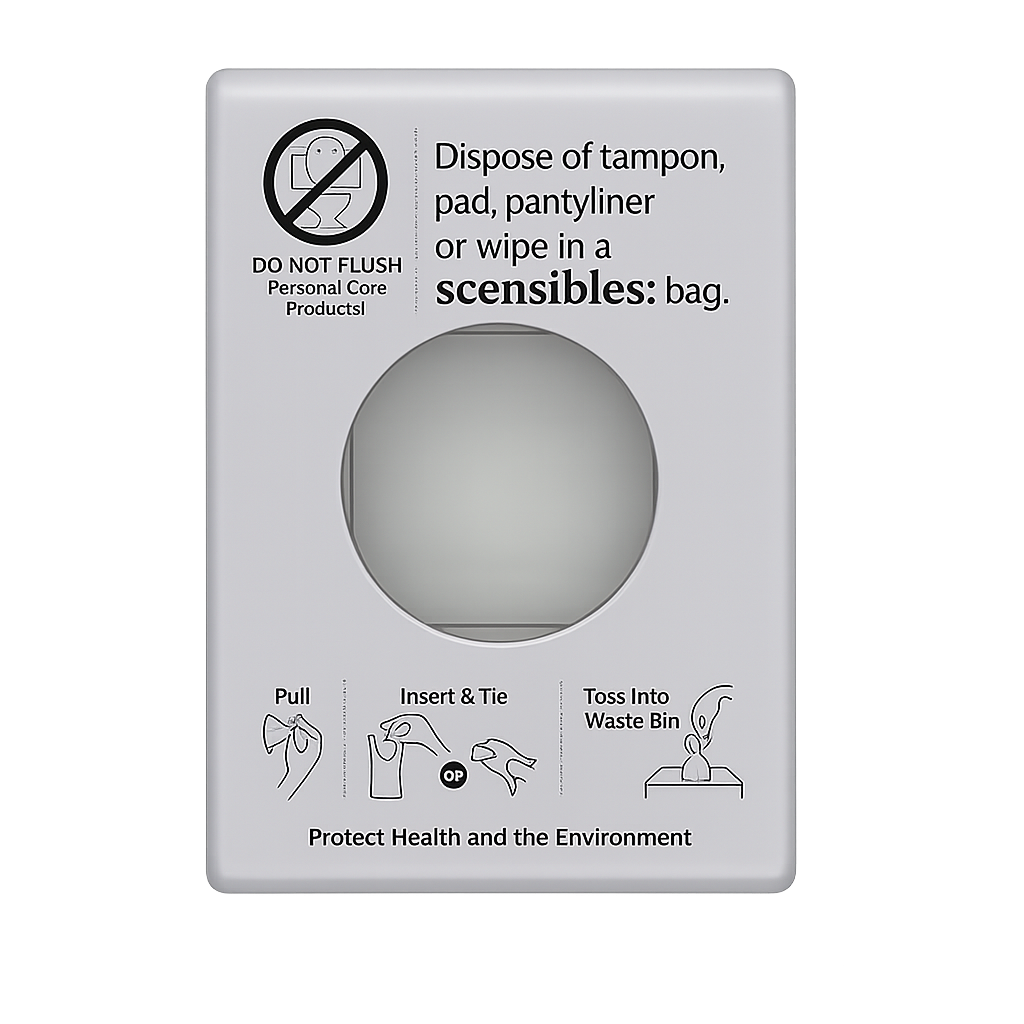 SDSC Feminine Hygiene Disposal Bag Dispenser -Satin Chrome