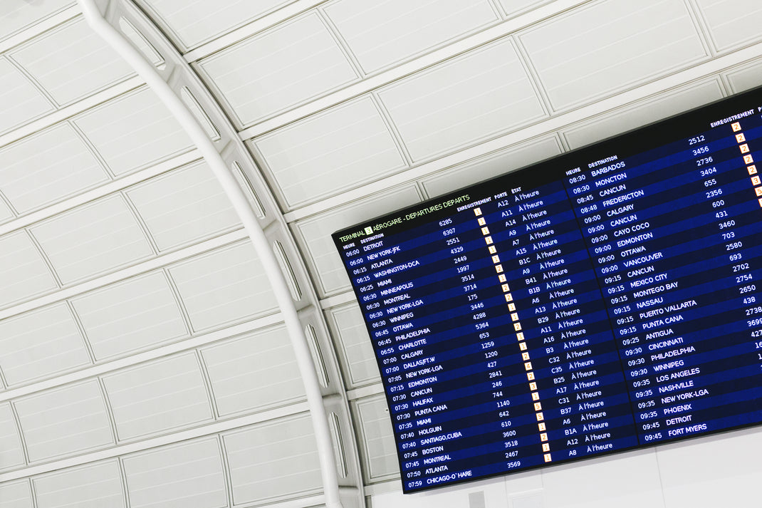 Airport arrival and departure board